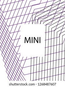 Minimal vector cover. Linear striped template for printing. Flat geometric backdrop design. Black Purple White banner template. Cover print template. Violet purple vibe print design. Abstract cover