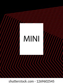Minimal vector cover. Linear striped template for printing. Flat geometric backdrop design. Black Red White abstract banner. Cover print template. Minimal geometry cover design. Vector cover.