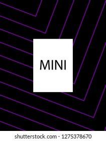 Minimal vector cover. Linear striped template for printing. Flat geometric backdrop design. Black Purple White graphic layout. Cover print template. Minimal geometry cover design. Eps10 banner