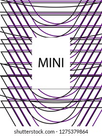 Minimal vector cover. Linear striped template for printing. Flat geometric backdrop design. Black Purple White banner template. Lines Stripes poster. Violet purple vibe print design. Vector cover.