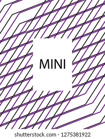 Minimal vector cover. Linear striped template for printing. Flat geometric backdrop design. Black Purple White banner template. Lines Stripes poster. Minimal geometry cover design. Eps10 banner