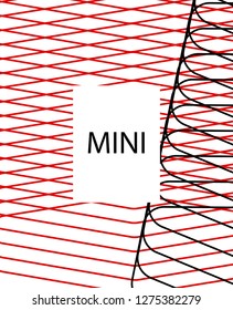Minimal vector cover. Linear striped template for printing. Flat geometric backdrop design. Black Red White abstract banner. Cover print template. Minimal geometry cover design. Eps10 banner