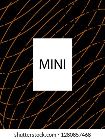 Minimal vector cover. Linear striped template for printing. Flat geometric backdrop design. Black Mustard Gold graphic layout. Cover print template. Banner design in simple colors. Eps10 banner