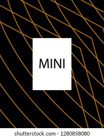 Minimal vector cover. Linear striped template for printing. Flat geometric backdrop design. Black Mustard Gold graphic layout. Minimal flyer template. Banner design in simple colors. Vector cover.