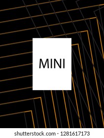 Minimal vector cover. Linear striped template for printing. Flat geometric backdrop design. Black Mustard Gold banner template. Lines Stripes poster. Cover design in Black Gold White. Eps10 banner