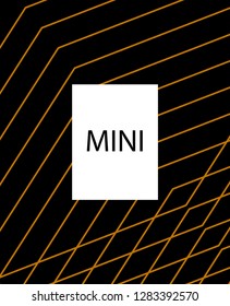 Minimal vector cover. Linear striped template for printing. Flat geometric backdrop design. Black Mustard Gold abstract banner. Cover print template. Banner design in simple colors. Abstract cover