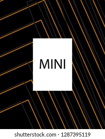Minimal vector cover. Linear striped template for printing. Flat geometric backdrop design. Black Mustard Gold graphic layout. Lines Stripes poster. Banner design in simple colors. Eps10 banner