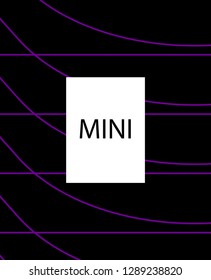 Minimal vector cover. Linear striped template for printing. Flat geometric backdrop design. Black Purple White banner template. Lines Stripes poster. Banner design in simple colors. Vector cover.