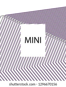 Minimal vector cover. Linear striped template for printing. Flat geometric backdrop design. Black Purple White abstract banner. Minimal flyer template. Banner design in simple colors. Vector cover.