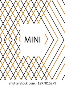 Minimal vector cover. Linear striped template for printing. Flat geometric backdrop design. Black Gold White abstract banner. Minimal flyer template. Cover design in Black Gold White. Vector cover.