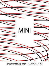 Minimal vector cover. Linear striped template for printing. Flat geometric backdrop design. Black Red White abstract banner. Lines Stripes poster. Minimal geometry cover design. Eps10 banner