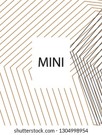 Minimal vector cover. Linear striped template for printing. Flat geometric backdrop design. Black Gold White abstract banner. Cover print template. Minimal geometry cover design. Vector cover.