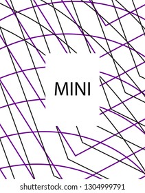 Minimal vector cover. Linear striped template for printing. Flat geometric backdrop design. Black Purple White graphic layout. Lines Stripes poster. Violet purple vibe print design. Abstract cover
