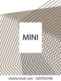 Minimal vector cover. Linear striped template for printing. Flat geometric backdrop design. Black Mustard White graphic layout. Lines Stripes poster. Cover design in Black Gold White. Vector cover.