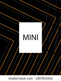 Minimal vector cover. Linear striped template for printing. Flat geometric backdrop design. Black Mustard Gold abstract banner. Cover print template. Cover design in Black Gold White. Vector cover.