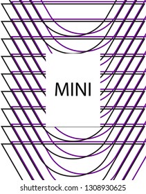 Minimal vector cover. Linear striped template for printing. Flat geometric backdrop design. Black Purple White banner template. Minimal flyer template. Banner design in simple colors. Vector cover.
