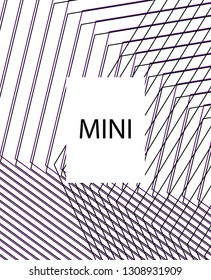 Minimal vector cover. Linear striped template for printing. Flat geometric backdrop design. Black Purple White abstract banner. Lines Stripes poster. Minimal geometry cover design. Vector cover.
