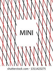 Minimal vector cover. Linear striped template for printing. Flat geometric backdrop design. Black Red White graphic layout. Minimal flyer template. Minimal geometry cover design. Eps10 banner