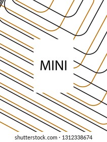 Minimal vector cover. Linear striped template for printing. Flat geometric backdrop design. Black Gold White abstract banner. Lines Stripes poster. Minimal geometry cover design. Eps10 banner
