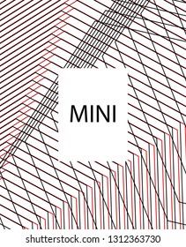 Minimal vector cover. Linear striped template for printing. Flat geometric backdrop design. Black Red White abstract banner. Cover print template. Banner design in simple colors. Abstract cover