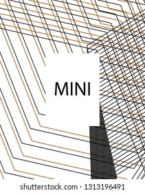 Minimal vector cover. Linear striped template for printing. Flat geometric backdrop design. Black Mustard White graphic layout. Minimal flyer template. Minimal geometry cover design. Eps10 banner