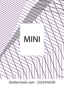 Minimal vector cover. Linear striped template for printing. Flat geometric backdrop design. Black Purple White graphic layout. Lines Stripes poster. Banner design in simple colors. Abstract cover
