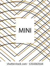 Minimal vector cover. Linear striped template for printing. Flat geometric backdrop design. Black Mustard White graphic layout. Lines Stripes poster. Banner design in simple colors. Eps10 banner