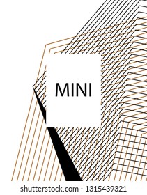 Minimal vector cover. Linear striped template for printing. Flat geometric backdrop design. Black Mustard White graphic layout. Minimal flyer template. Cover design in Black Gold White. Eps10 banner