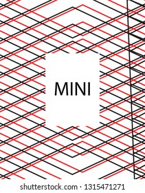 Minimal vector cover. Linear striped template for printing. Flat geometric backdrop design. Black Red White banner template. Cover print template. Banner design in simple colors. Abstract cover