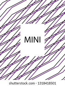 Minimal vector cover. Linear striped template for printing. Flat geometric backdrop design. Black Purple White banner template. Lines Stripes poster. Violet purple vibe print design. Eps10 banner