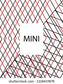 Minimal vector cover. Linear striped template for printing. Flat geometric backdrop design. Black Red White graphic layout. Cover print template. Banner design in simple colors. Abstract cover