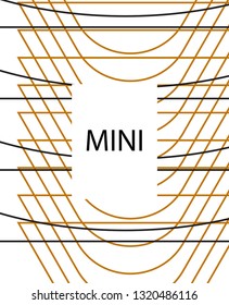 Minimal vector cover. Linear striped template for printing. Flat geometric backdrop design. Black Gold White abstract banner. Cover print template. Minimal geometry cover design. Eps10 banner