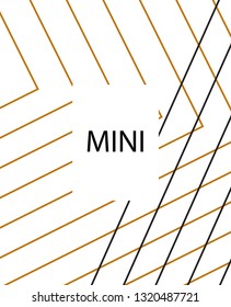 Minimal vector cover. Linear striped template for printing. Flat geometric backdrop design. Black Gold White abstract banner. Cover print template. Cover design in Black Gold White. Abstract cover