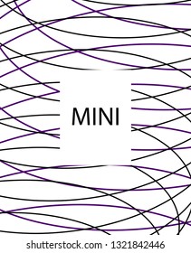 Minimal vector cover. Linear striped template for printing. Flat geometric backdrop design. Black Purple White banner template. Cover print template. Minimal geometry cover design. Eps10 banner