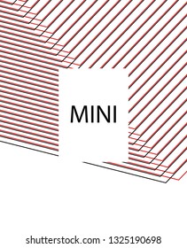 Minimal vector cover. Linear striped template for printing. Flat geometric backdrop design. Black Red White abstract banner. Lines Stripes poster. Banner design in simple colors. Eps10 banner