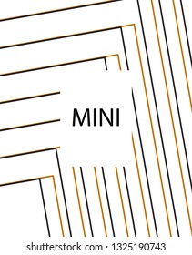 Minimal vector cover. Linear striped template for printing. Flat geometric backdrop design. Black Mustard White graphic layout. Lines Stripes poster. Banner design in simple colors. Eps10 banner
