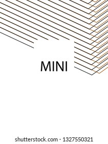 Minimal vector cover. Linear striped template for printing. Flat geometric backdrop design. Black Mustard on white backdrop. Lines Stripes poster. Cover design in Black Gold White. Vector cover.