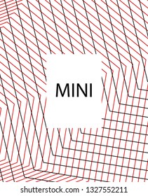Minimal vector cover. Linear striped template for printing. Flat geometric backdrop design. Black Red White abstract banner. Minimal flyer template. Minimal geometry cover design. Eps10 banner