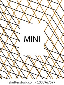Minimal vector cover. Linear striped template for printing. Flat geometric backdrop design. Black Mustard White graphic layout. Lines Stripes poster. Minimal geometry cover design. Abstract cover