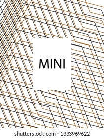 Minimal vector cover. Linear striped template for printing. Flat geometric backdrop design. Black Mustard on white backdrop. Lines Stripes poster. Cover design in Black Gold White. Vector cover.
