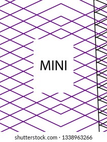 Minimal vector cover. Linear striped template for printing. Flat geometric backdrop design. Black Purple White abstract banner. Minimal flyer template. Banner design in simple colors. Abstract cover