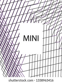 Minimal vector cover. Linear striped template for printing. Flat geometric backdrop design. Black Purple White banner template. Minimal flyer template. Violet purple vibe print design. Eps10 banner