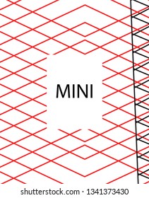 Minimal vector cover. Linear striped template for printing. Flat geometric backdrop design. Black Red White graphic layout. Minimal flyer template. Banner design in simple colors. Eps10 banner