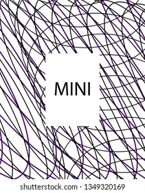Minimal vector cover. Linear striped template for printing. Flat geometric backdrop design. Black Purple White abstract banner. Minimal flyer template. Minimal geometry cover design. Vector cover.