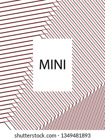 Minimal vector cover. Linear striped template for printing. Flat geometric backdrop design. Black Red White graphic layout. Cover print template. Banner design in simple colors. Abstract cover