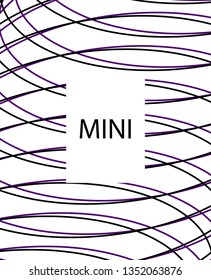 Minimal vector cover. Linear striped template for printing. Flat geometric backdrop design. Black Purple White graphic layout. Cover print template. Banner design in simple colors. Eps10 banner