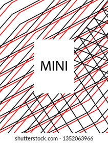 Minimal vector cover. Linear striped template for printing. Flat geometric backdrop design. Black Red White abstract banner. Lines Stripes poster. Banner design in simple colors. Eps10 banner