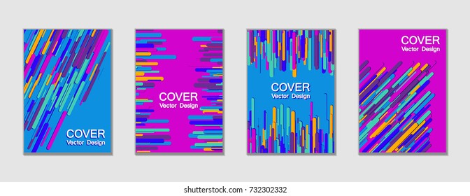 Minimal vector cover page layout. Creative trendy colors cover backgrounds. Vector minimal brochure abstract geometric templates, modern rounded shapes tech pattern composition, dynamic background.