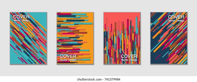 Minimal vector cover page layout. Creative trendy colors cover backgrounds. Vector minimal brochure abstract geometric templates, modern rounded shapes tech pattern composition, dynamic background.