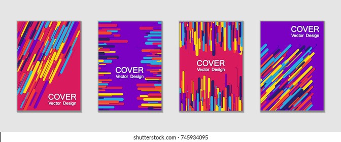Minimal vector cover page layout. Creative trendy colors cover backgrounds. Vector minimal brochure abstract geometric templates, modern rounded shapes tech pattern composition, dynamic background.